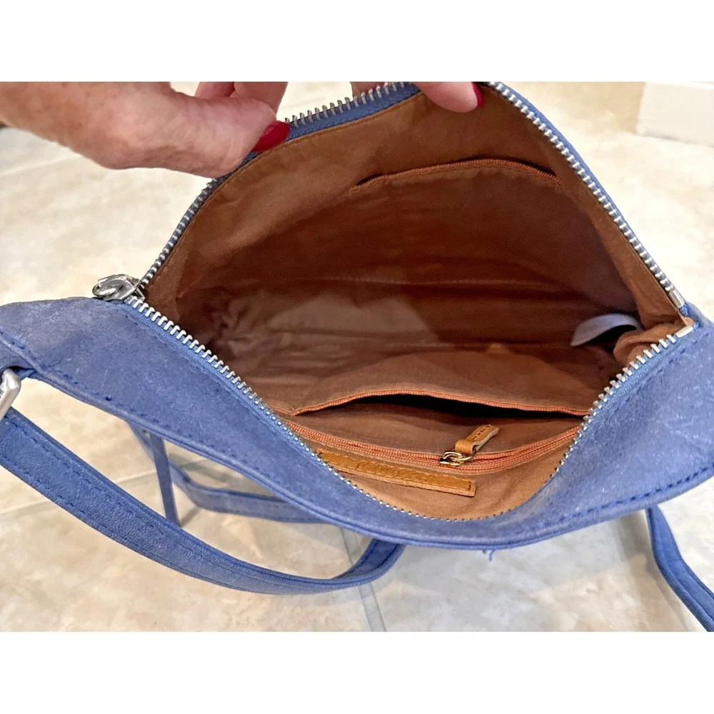 HOBO international Leather crossbody Shoulder bag Blue Purse Boho Hippie Travel